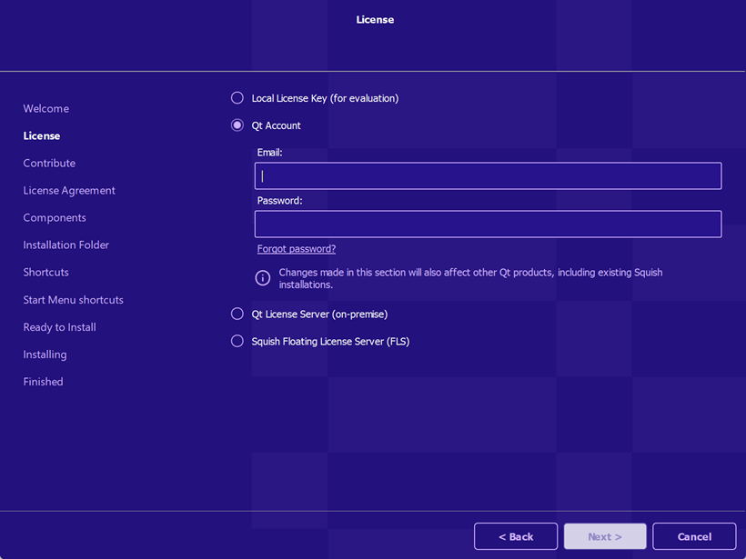 "Entering Qt Account Credentials"