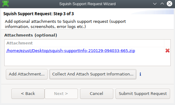 "Support Request Wizard step 3"