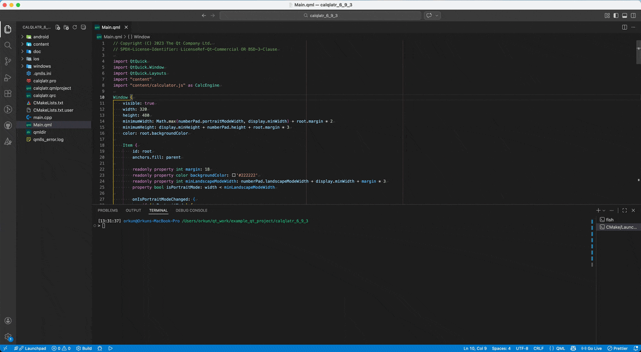 {Building and running a Qt example}