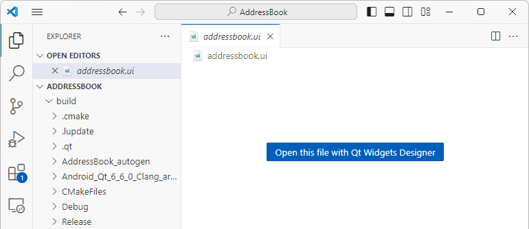 {Opening addressbook.ui in the Explorer}