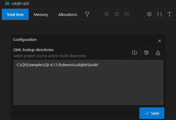 {QML Profiler settings}