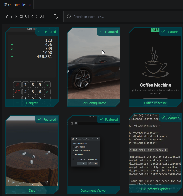 {List of Qt examples}