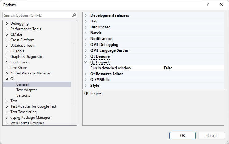 {Qt Linguist in Qt General Options}